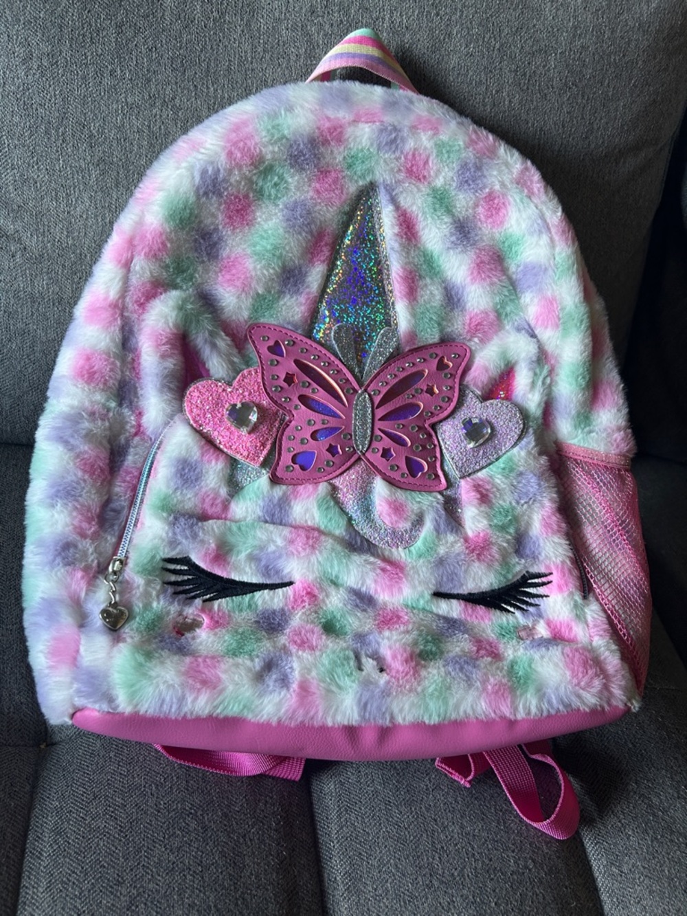 Miss Gwen’s omg accessories  - Pink Multicolor plushy backpack new without tags